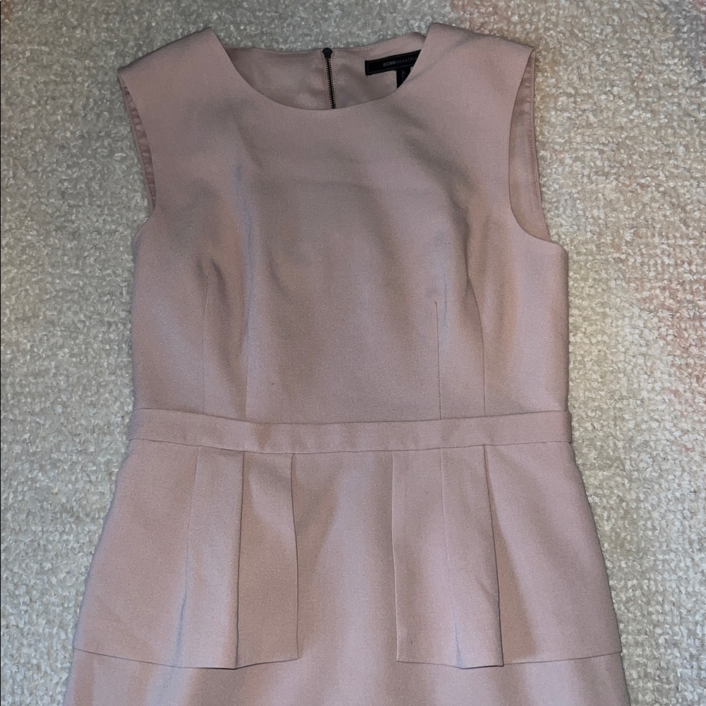 BCBGMaxAzria Blush Pink Mini Peplum Dress - Picture 2 of 7